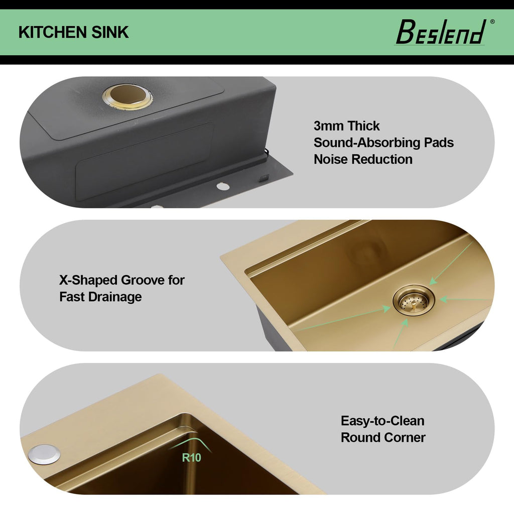 33 Drop In Workstation Kitchen Sink Gold