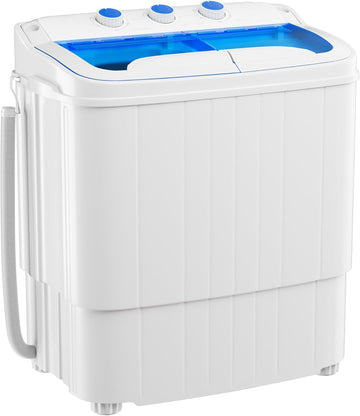 Portable Washing Machine, 16lbs Twin Tub Portable Washer with 9.6Lbs Washer and 6.4Lbs Spinner dryer, Semi-automatic