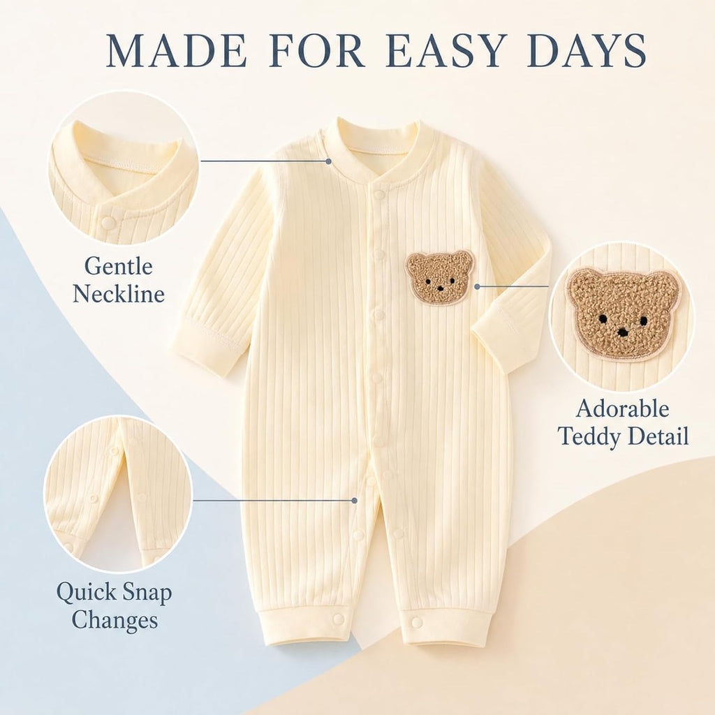 Pack Newborn Baby Boy Girl Clothes with Hat, 100% Cotton