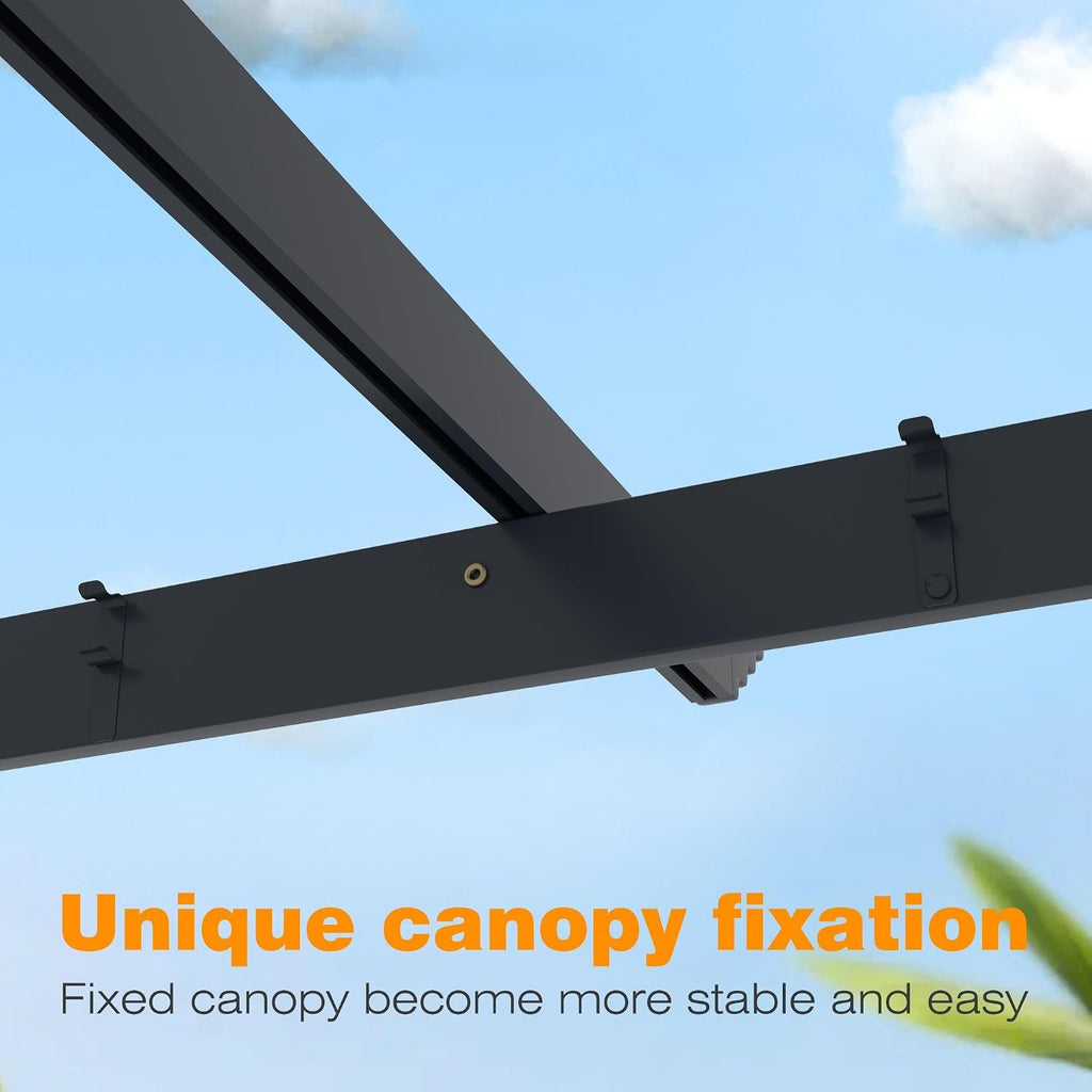 12' X 16' Outdoor Pergola, Aluminum Pergola Patio with Weather-Resistant Canopy for Backyard Deck Garden, Grey