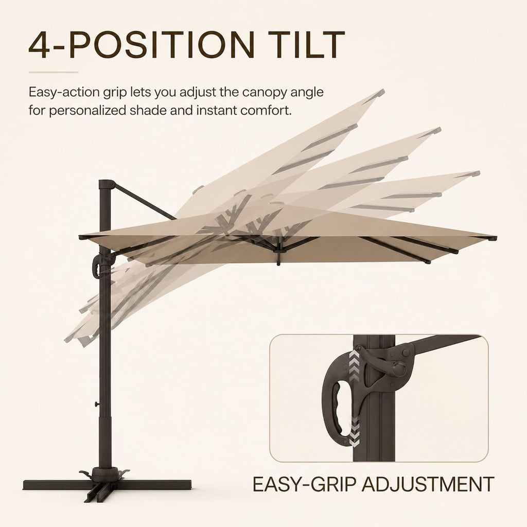 10' X 10' Cantilever Patio Umbrella with Double Top Vent