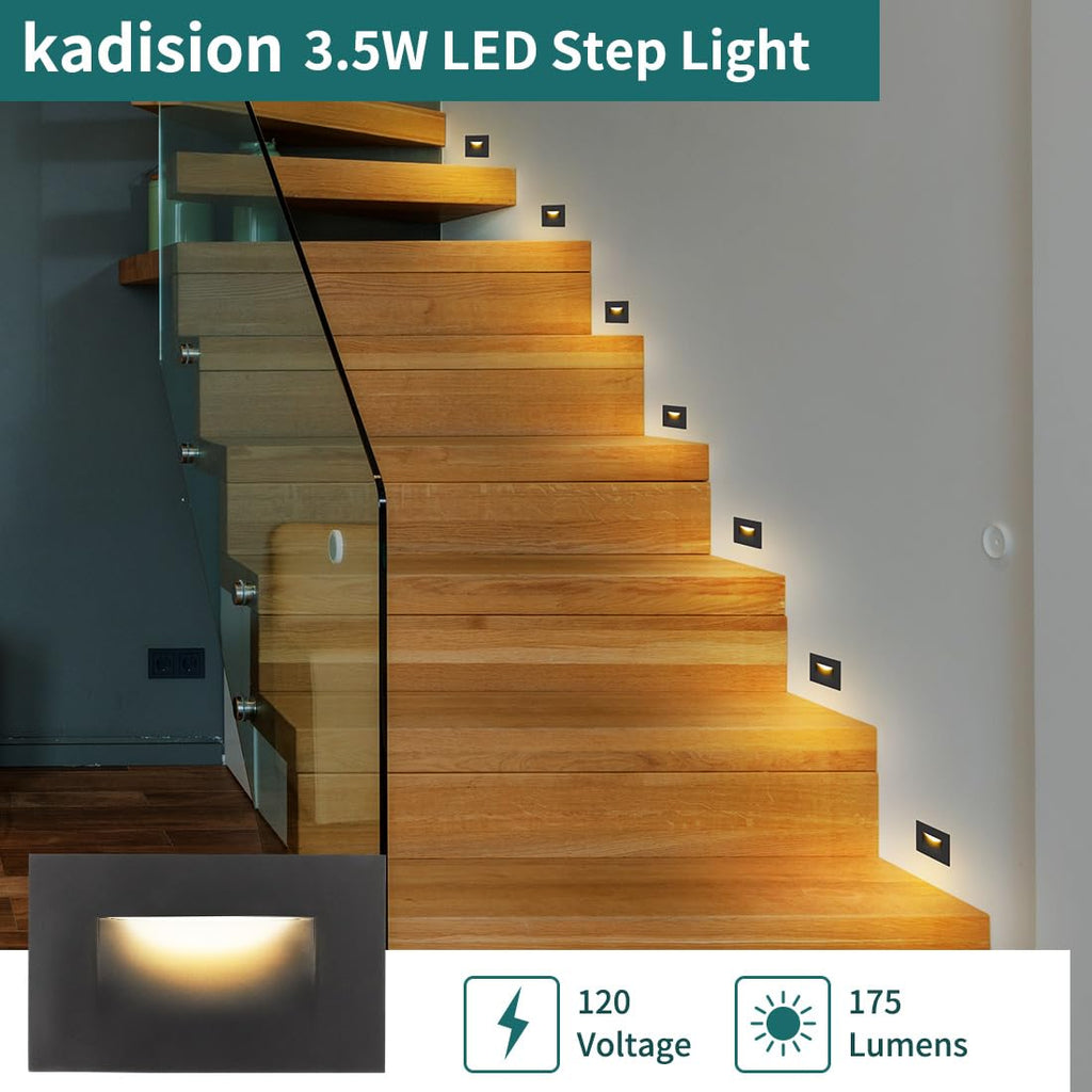 120V Dimmable LED Step Lights, 3000K/4000K/5000K, 12-Pack