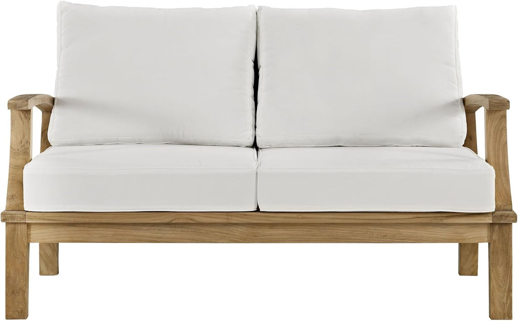 EEI-1144-NAT-WHI-SETMarina Premium Grade A Teak Wood Outdoor Patio Loveseat Natural White