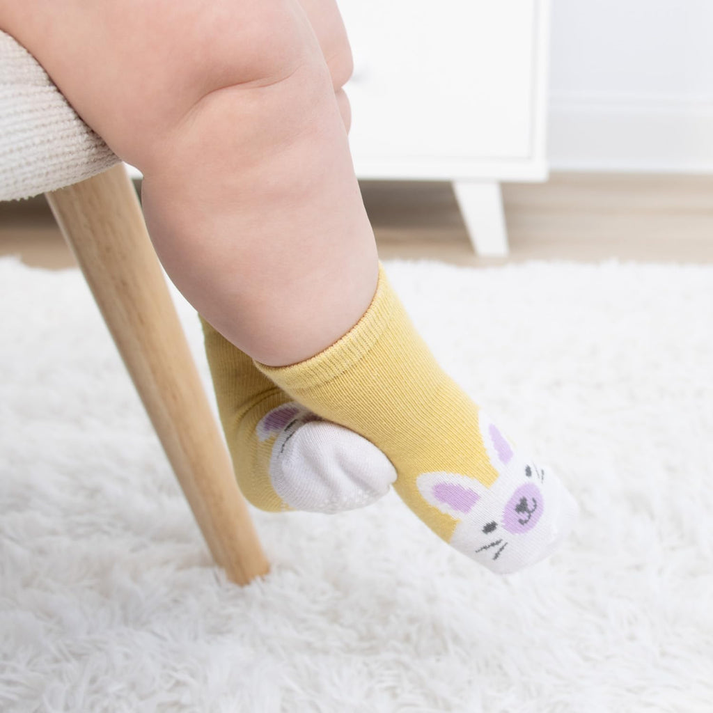 Organic Baby Girl Socks Set of Non-Slip Grip, Soft Cotton Newborn & Toddler Socks - Pastel