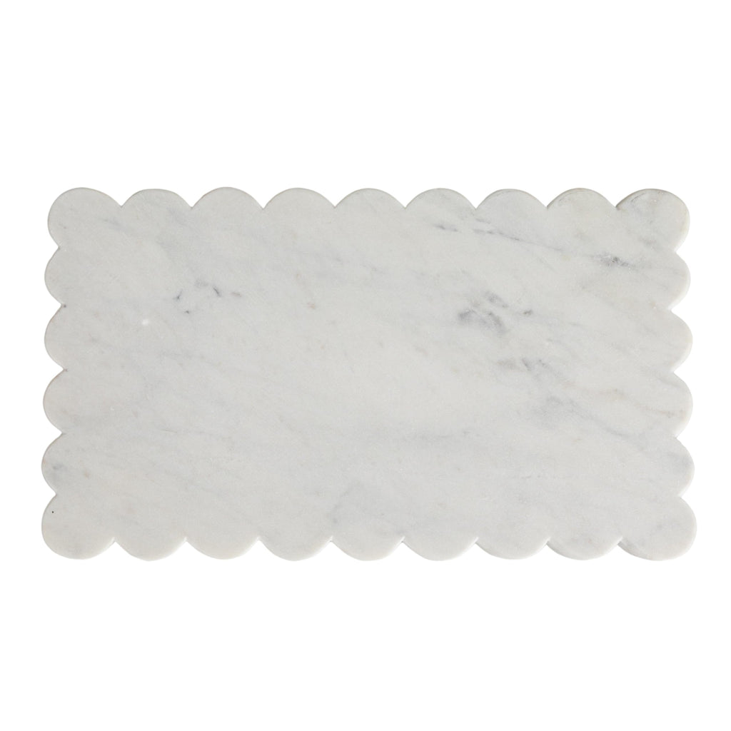 Marble Cheese Board with Scalloped Edge, White