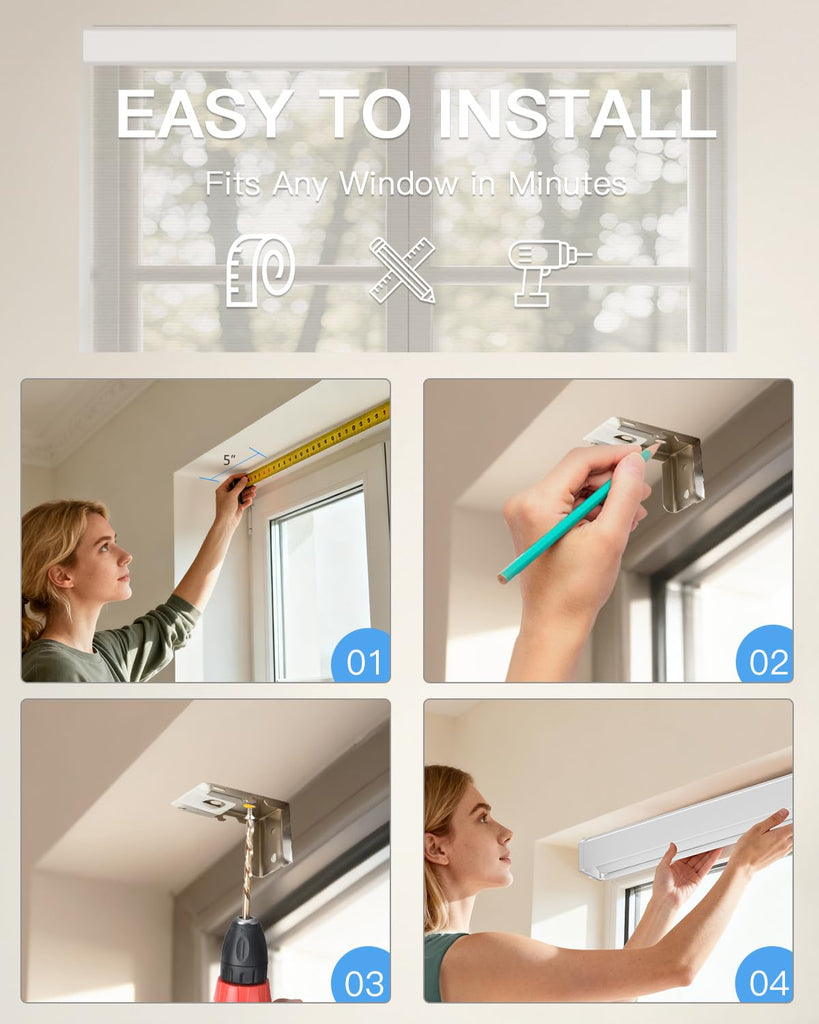Motorized Sheer Roller Shade, Light Filtering Smart Window Blind