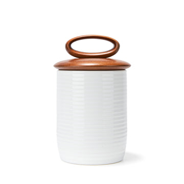 X Tom Papa Breaking Bread Canister - 10"H x 6"W, Ceramic Stoneware Storage Jar with Acacia Wood Lid & Silicone Seal