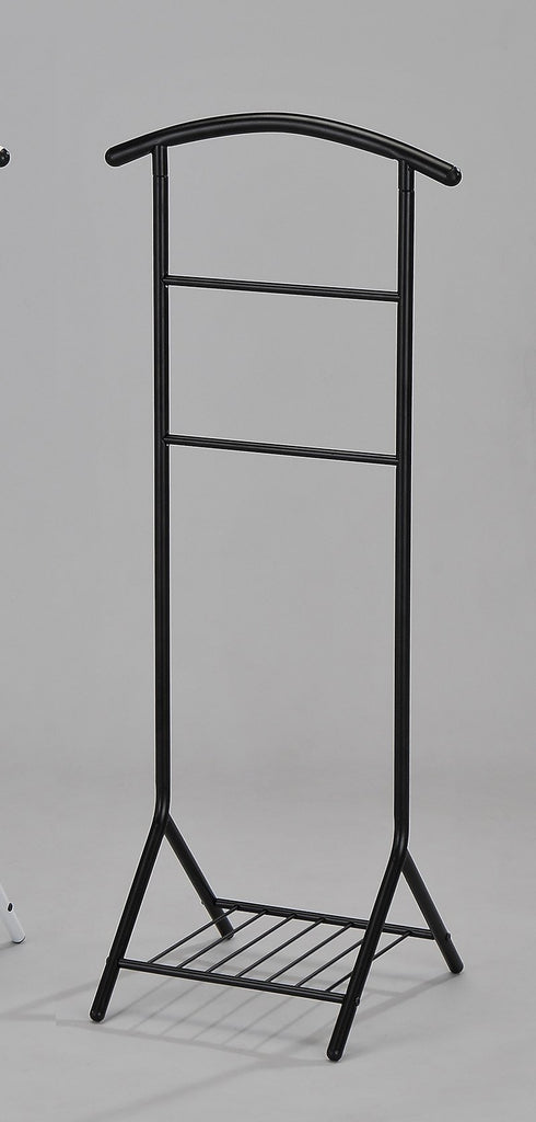 Metal Suit Valet Stand with Shoe Shelf & Hanger, Black