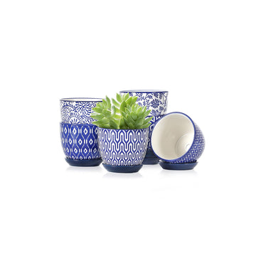 Ceramic Succulent Pots, 3.5 Inch Small Plant Pots for Indoor Plants Cactus Herbs, Succulent Planters with Drainage