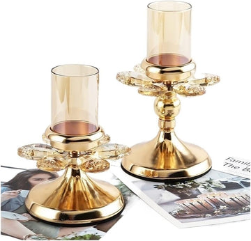 Crystal Candle Holder Luxury Gold Plated Candlestick Table Centerpiece Romantic Candle Stand Home Decoration (Size :