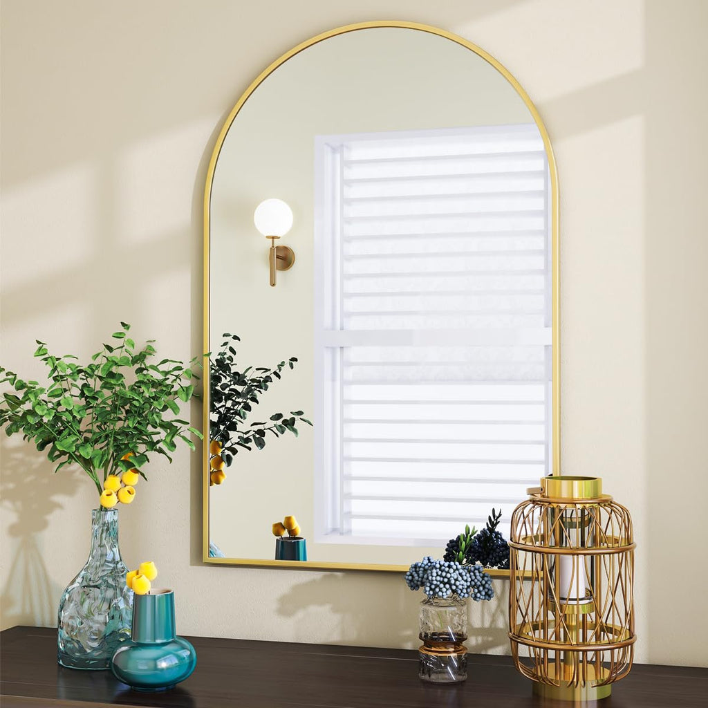 Arched Wall Mirror, 24 x 36 inch Arch Bathroom Mirror Gold