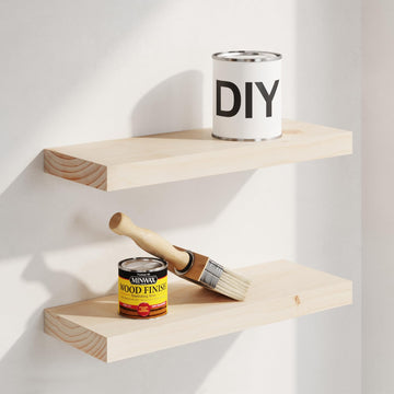 16 Inch DIY Floating Shelves, High-End Solid Pine Wood, Set of 4