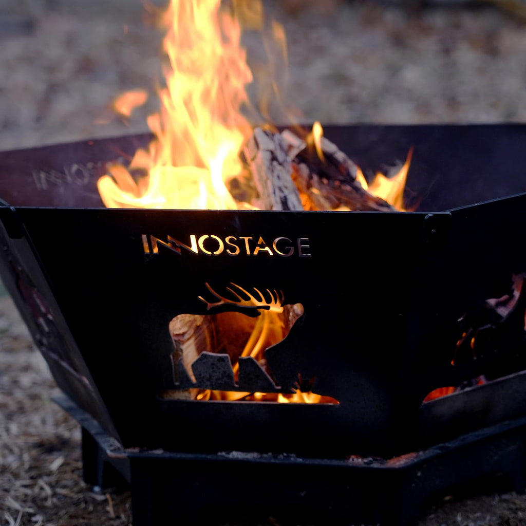 27.5 Inch Collapsible Fire Pit for Camping with Tote Bag