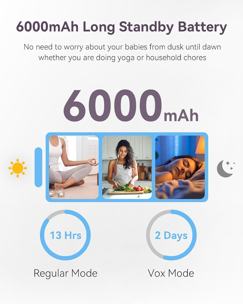 BM01 Baby Monitor with Camera and Audio, 7" 720P HD Video Baby Monitor No WiFi, 6000mAh Battery, VOX Mode, Auto Night