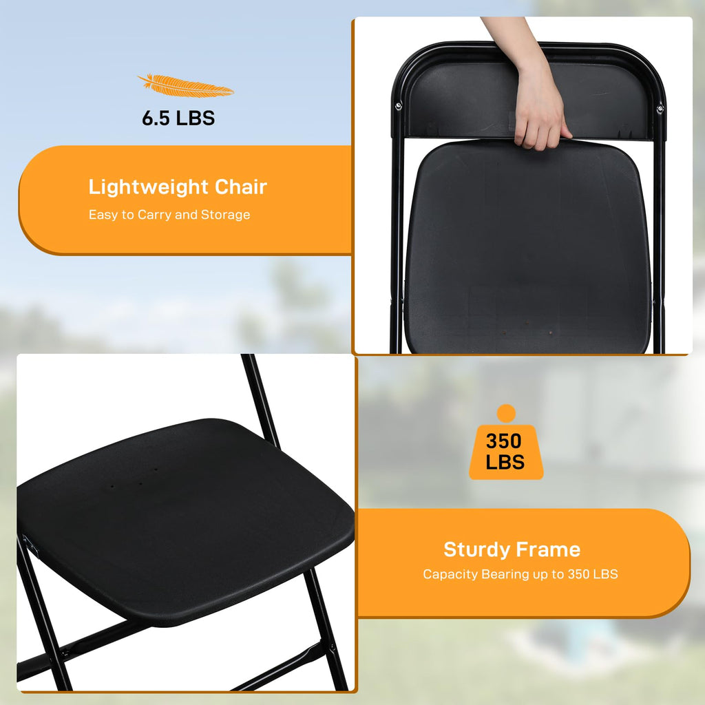 4pcs Folding Chair, Plastic Chairs with 330-Pound Capacity, Easy to Fold and Store Suitable for Indoor & Outdoor