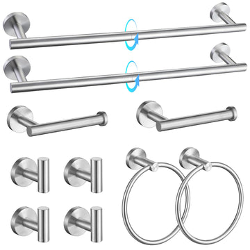 Brushed Nickel Bathroom Hardware Accessories Set - 10-Piece Premium Stainless Steel Towel Bar Holder Set with