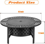 42 Inch Fire Pit with 2 Grills, Extra Large Wood Burning Fire Pits for Outside with Lid & Poker, Heavy Duty Firepit,BBQ& Outdoor Firepit & Round - Image 4