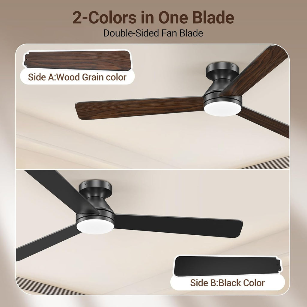 52 Inch Low Profile Ceiling Fan with Light and Remote Control,Reversible, LED Dimmable for Bedroom Living Room Indoor/Outdoor Patio Use A101-B0DXF9RVFP