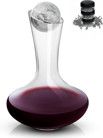 Crystal Wine Decanter with Marble Stopper - Premium Hand-Blown Lead-Free Glass Wine Decanter for Red Wines - 750ml