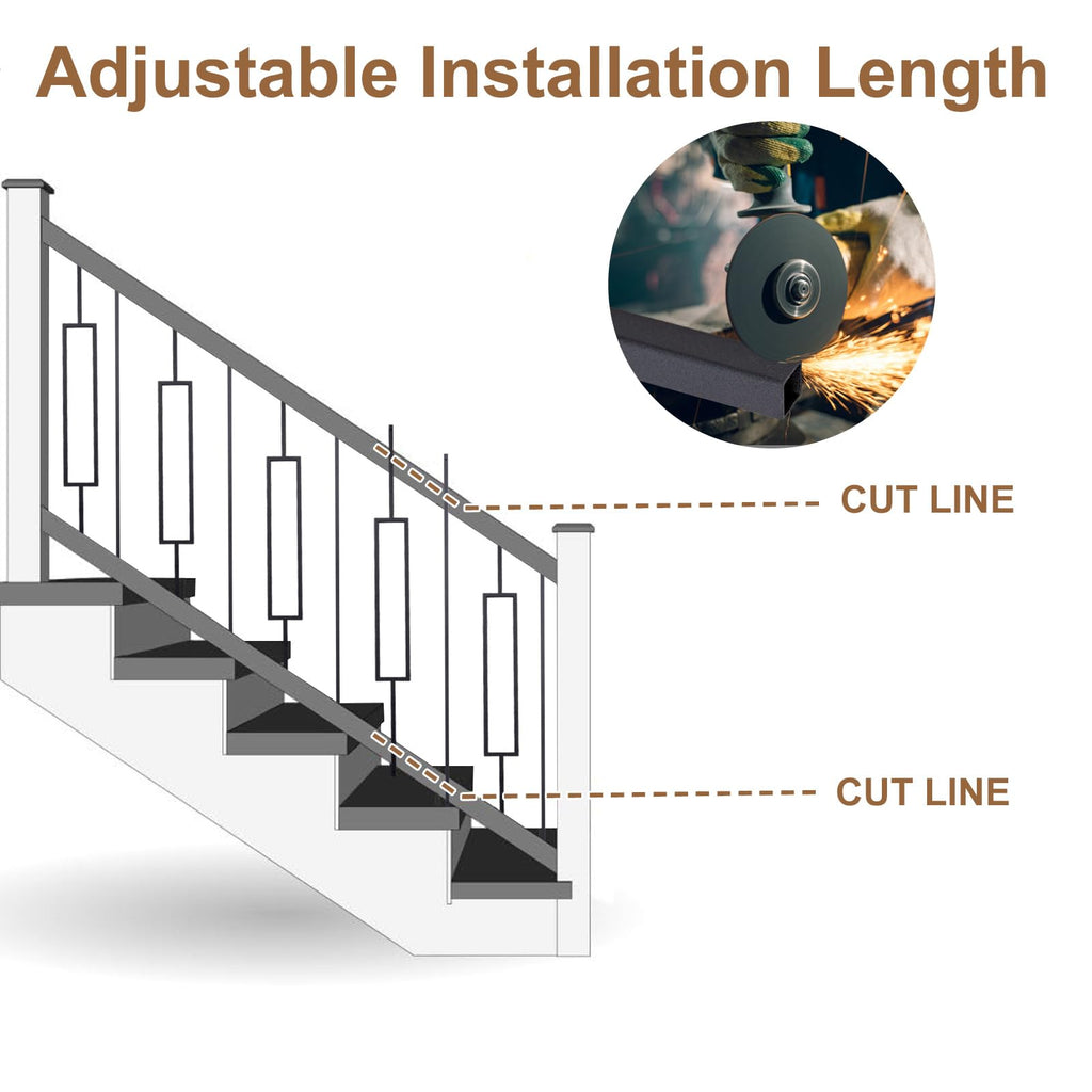10 Pack Rectangular Hollow Stair Spindles, Wrought Iron Balusters 44" x1/2" Deck Balusters & Stair Railing - Metal