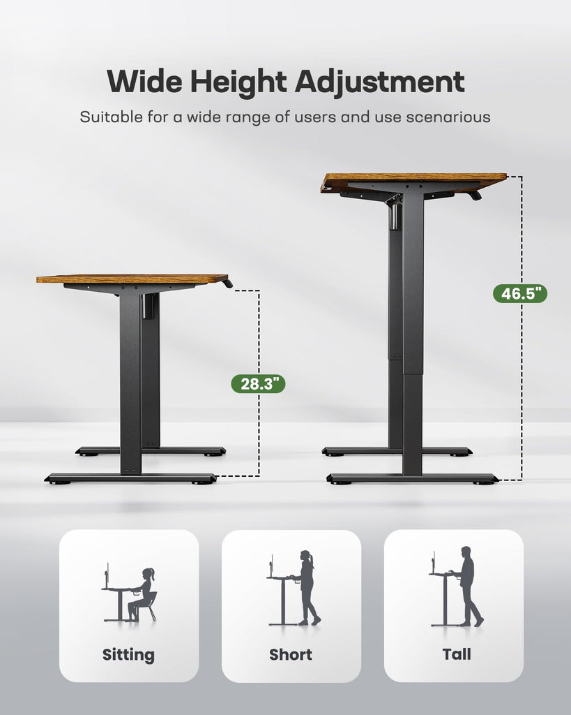 Electric Standing Desk with Sedentary Reminder, 48 * 24 Inch Standing Desk Adjustable Height, Stand up Desk Furniture