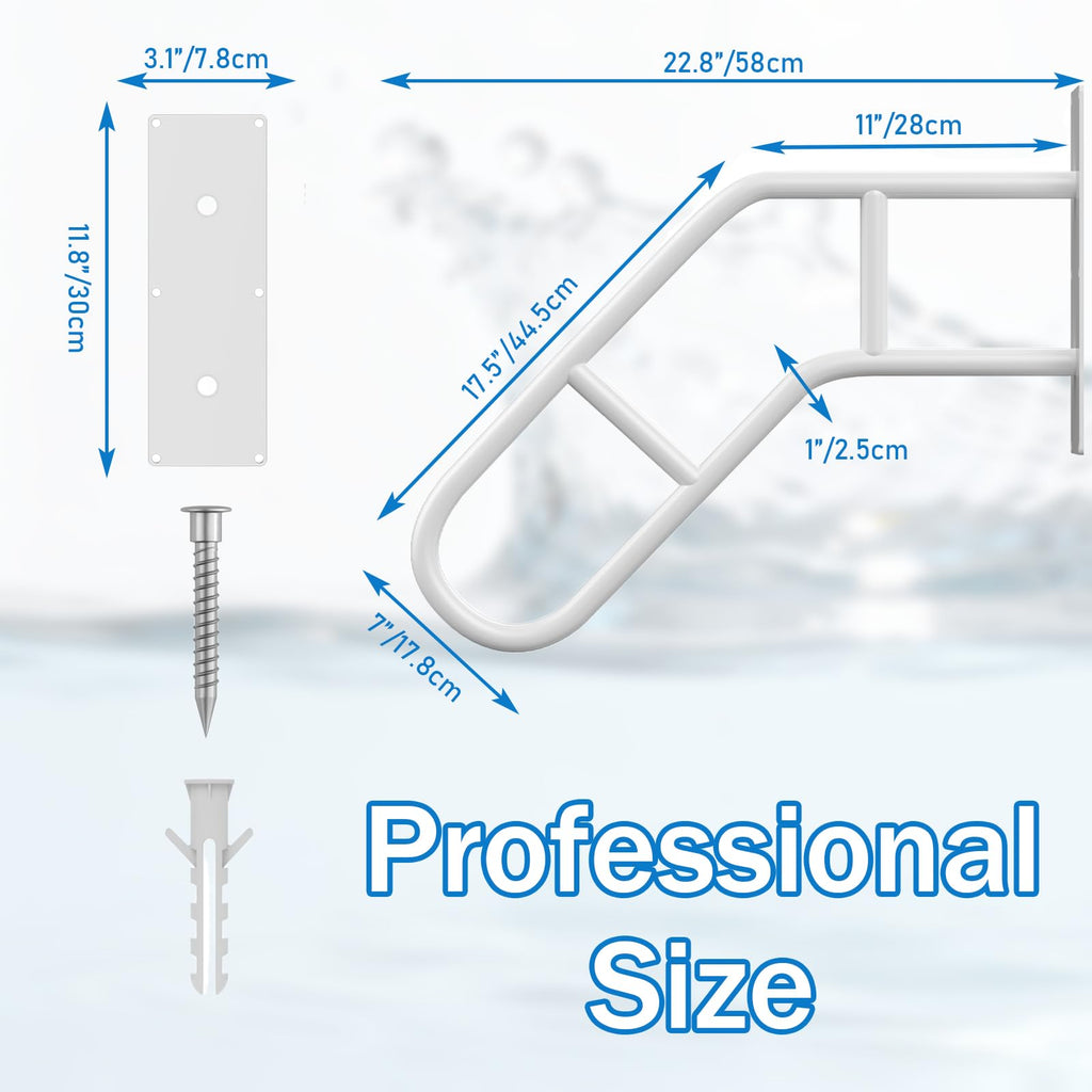 Handrails for Outdoor Steps, U-Shaped Handrail, 1-3 Steps, White