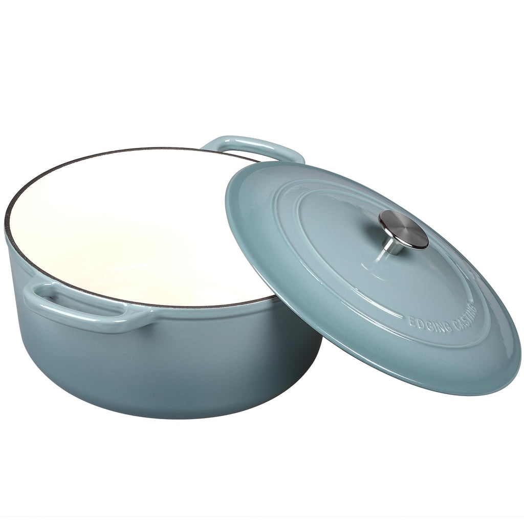 Enameled Dutch Ovens Cast Iron Dutch Oven Pot with Lid for Bread Baking, Cook, Dual Handle, 7 Quart, Seasalt