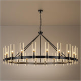 20-Lights Black Wagon Wheel Chandelier Modern Farmhouse with Glass Shade, 60 Inch Large Round Industrial High Ceilings Pendant Lighting Fixture for Dining Living Room, Kitchen Island, Foyer A115-B0CDY1VWGS