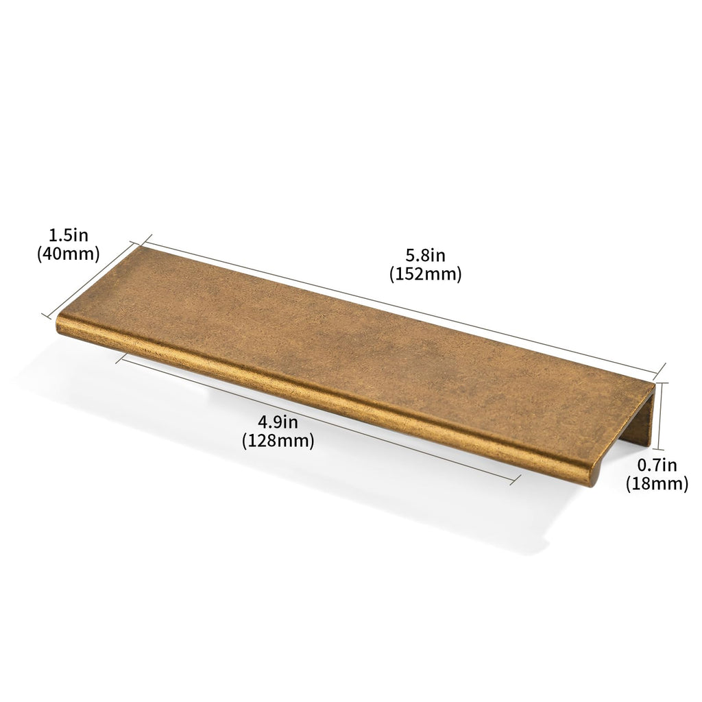 10 Pack 5 inch(128mm) Hole Center Antique Brass Finger Edge Pull Solid Zinc Drawer Pull Hidden Edge Treatment