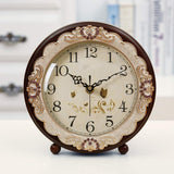 Justup Vintage Table Clock, Retro Non-Ticking European Style Beside Desk Clock Battery Operated Silent Quartz Movement