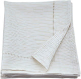 Linette Shimmering Hemstitched Tablecloth 65" W x 160" L - Ivory Rectangle Table Cover, Baquets, Wed
