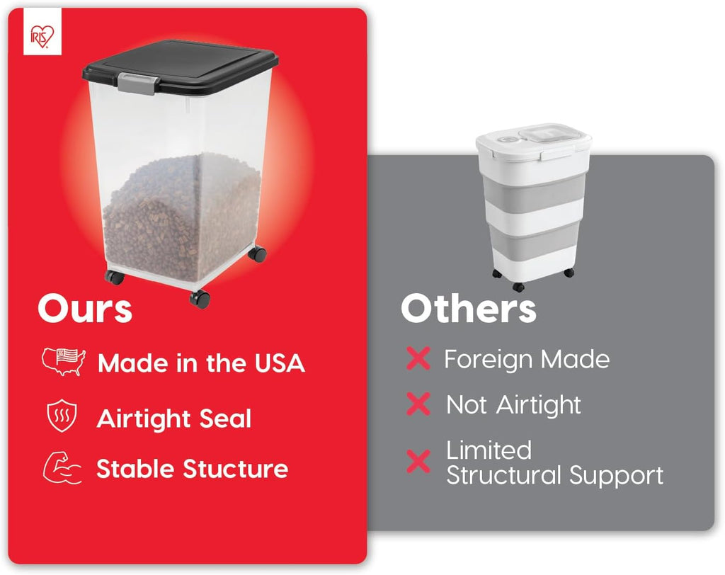 USA Dog Food Storage Container, Up to 54 lbs, Black, Made in USA