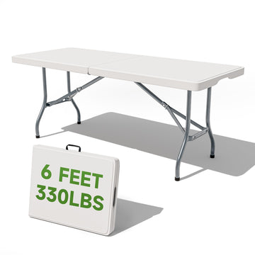 Folding Table 6 Foot - Heavy Duty Capacity, Sturdy & Foldable Design with Safety Lock - Portable Tables