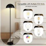 Floor Lamp, Industrial Black Floor Lamps, 65.6in Standing Lamp, Retro Mushroom Dome Shade, Whole Metal, E26 Socket