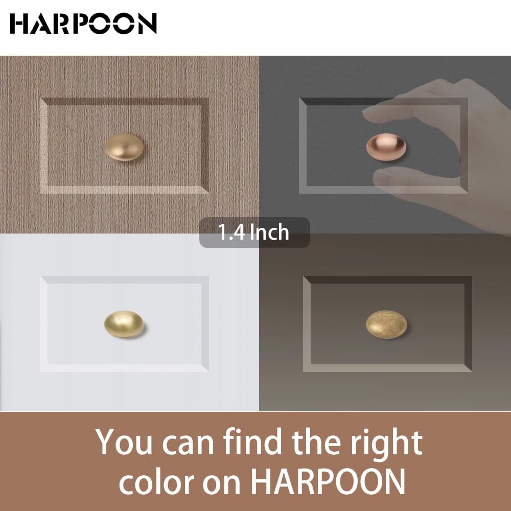 10 Pack 1.4" Round Mushroom Cabinet Knobs Champagne Gold Hardware