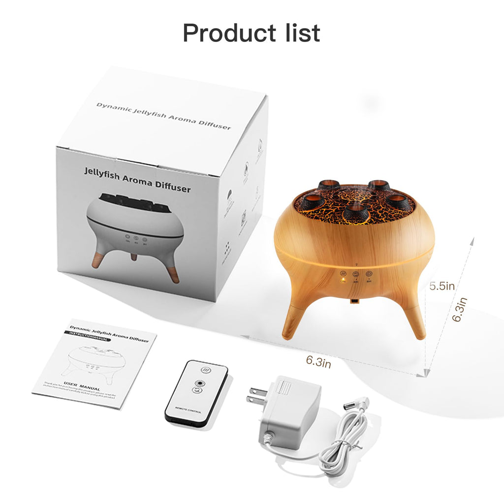 Essential Oil Diffuser, Jellyfish Diffuser Air Humidifiers Sound Pickup Ultrasonic Aromatherapy Diffuser Remote