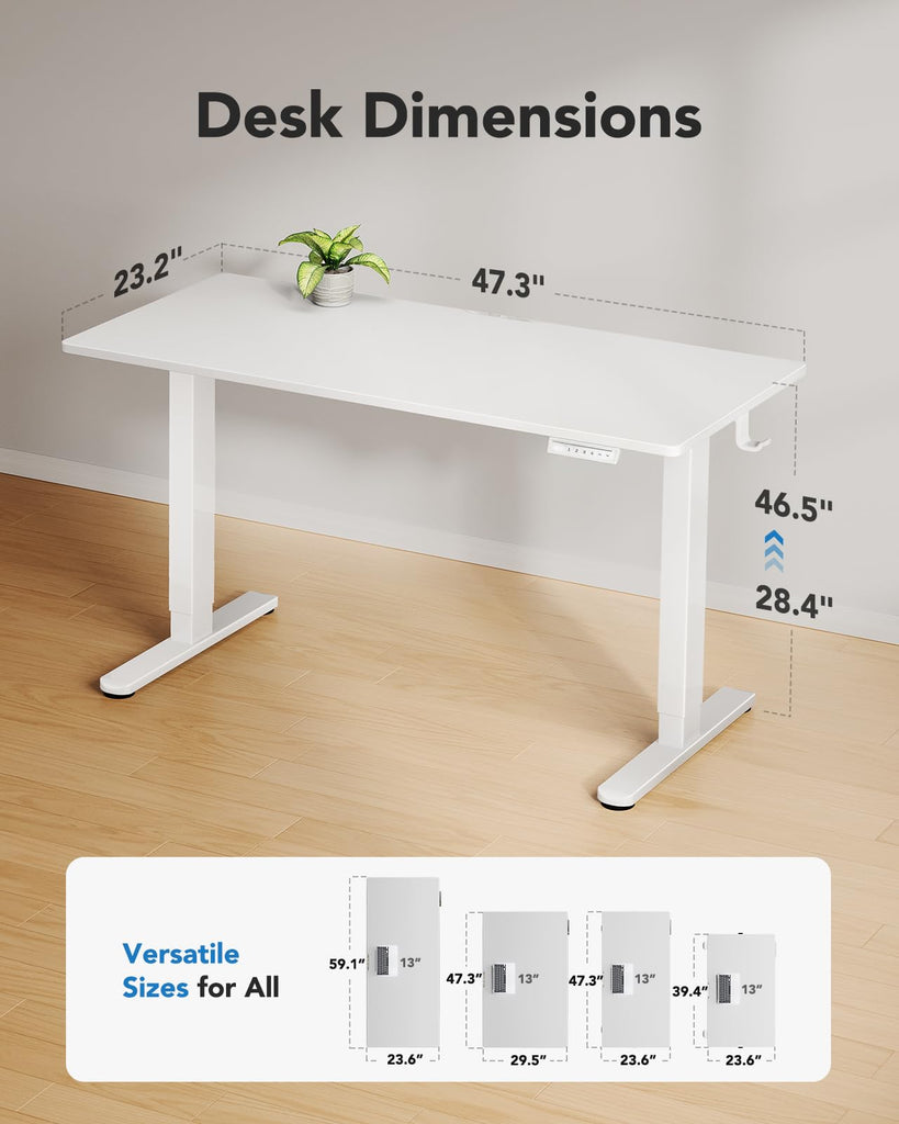 Electric Standing Desk, Whole Piece Desktop, Adjustable Height Computer Desk, 4 Height Memory Settings, Sit Stand Up