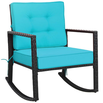 Outdoor Rocking Chair with 5" Thick Soft Cushions, Turquoise (1)