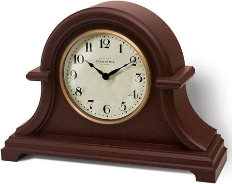 Presentime & Co. Mantel Clock Vintage Farmhouse Series, Napoleon Desk & Shelf Clock, 13 x 10 inch, Domed Lens