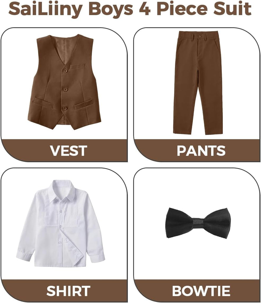 Boys Suits 4 Piece Kids Suits for Toddler Boys Dress Clothes for Wedding