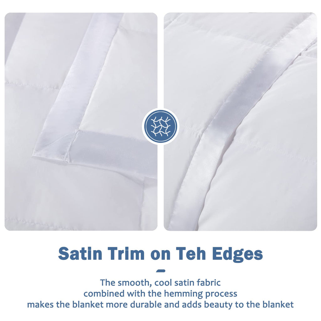 Feather Down Blanket California King Size, Extra Lightweight Summer Comforter, Noiseless & Ultra Soft Thin Bed