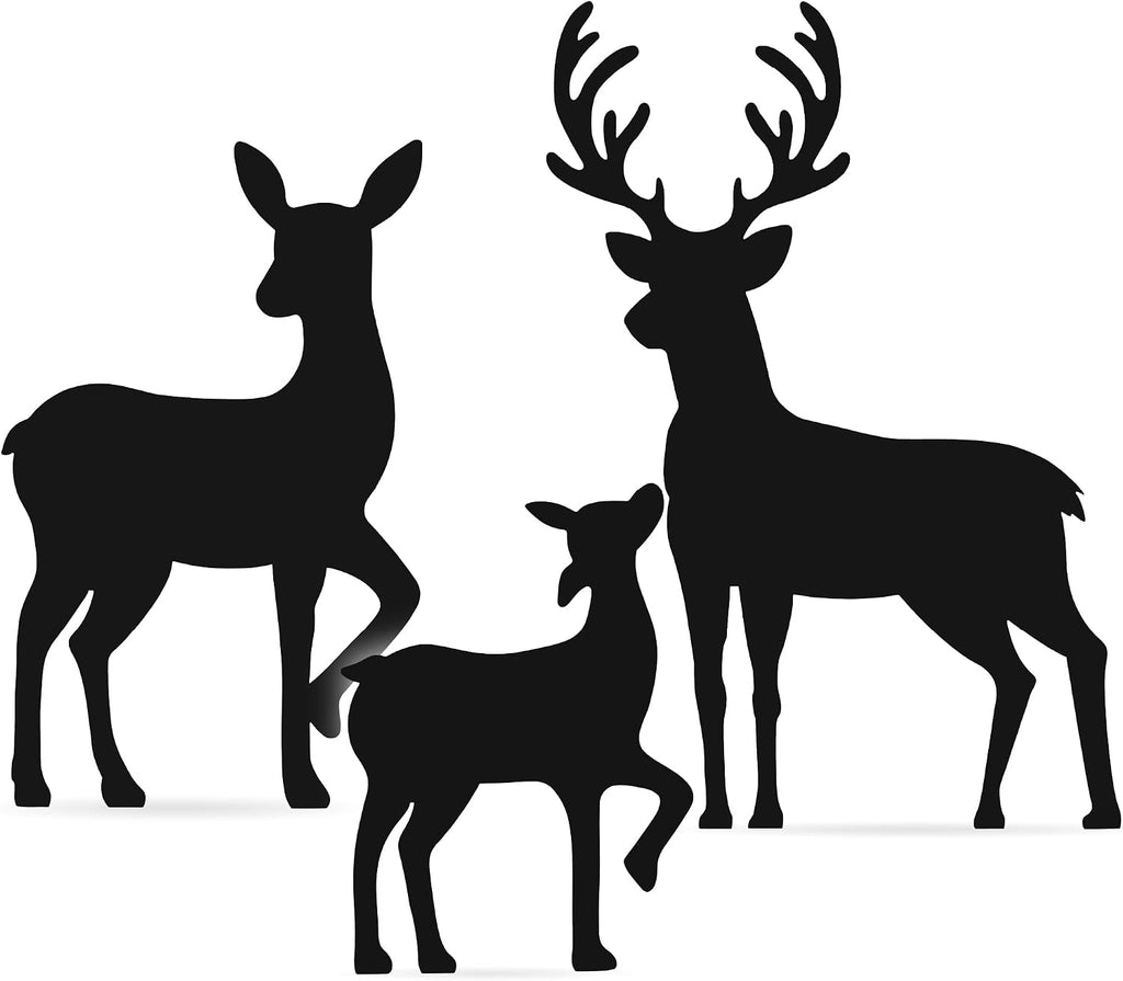 3-Piece 46in 2D Deer Family Silhouette Set, Outdoor PVC Christmas Yard Decoration w/Buck, Doe, Fawn, Weather
