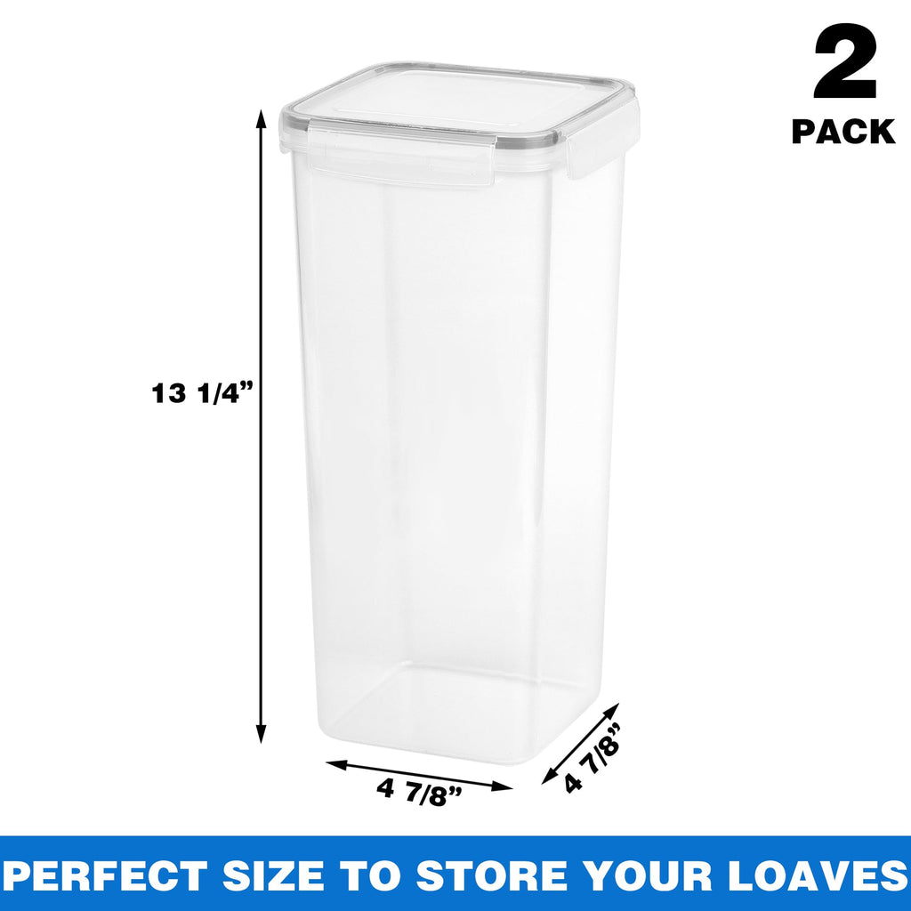 2 Pack, Plastic Bread Container, Bread Storage Counter, Bread Keeper with Airtight Lid, Tall Bread Saver, Sandwich