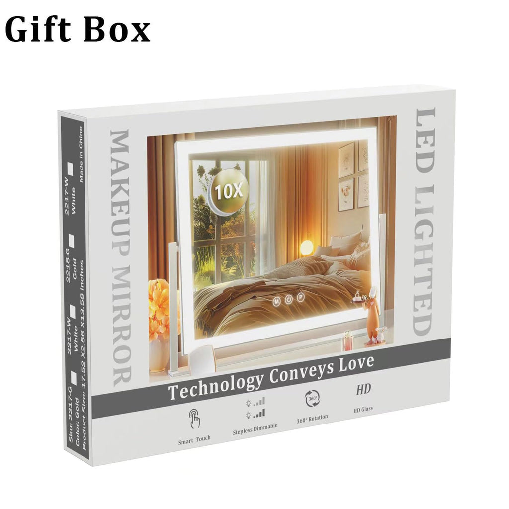 17.3 x13 in Lighted Makeup Mirror, 10X Magnifiers