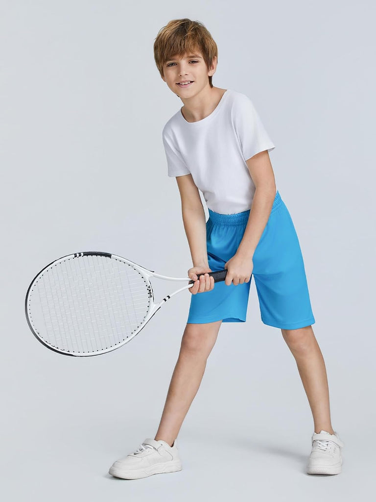 Boys Athletic Shorts 5 Pack, Lightweight Basketball Shorts for Kids Youth with Elastic Waist Drawstring, Quick Dry