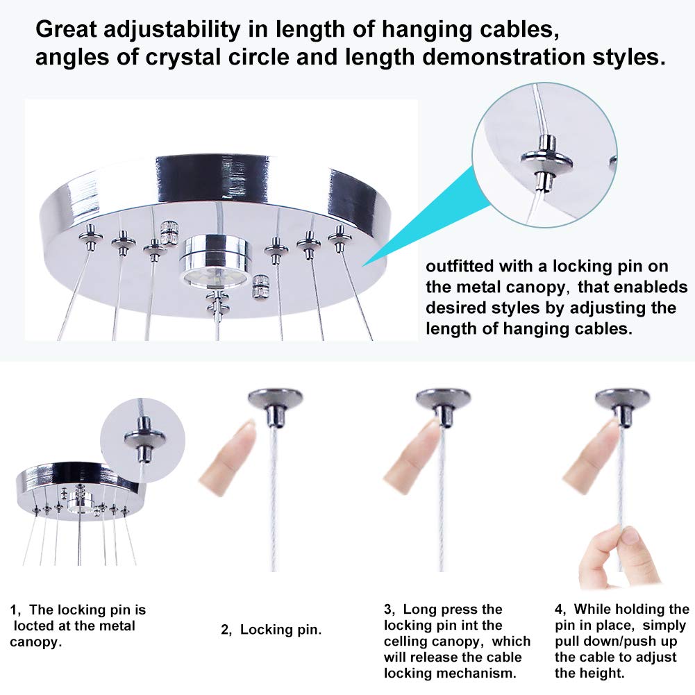 3-Ring LED Crystal Chandelier, Silver