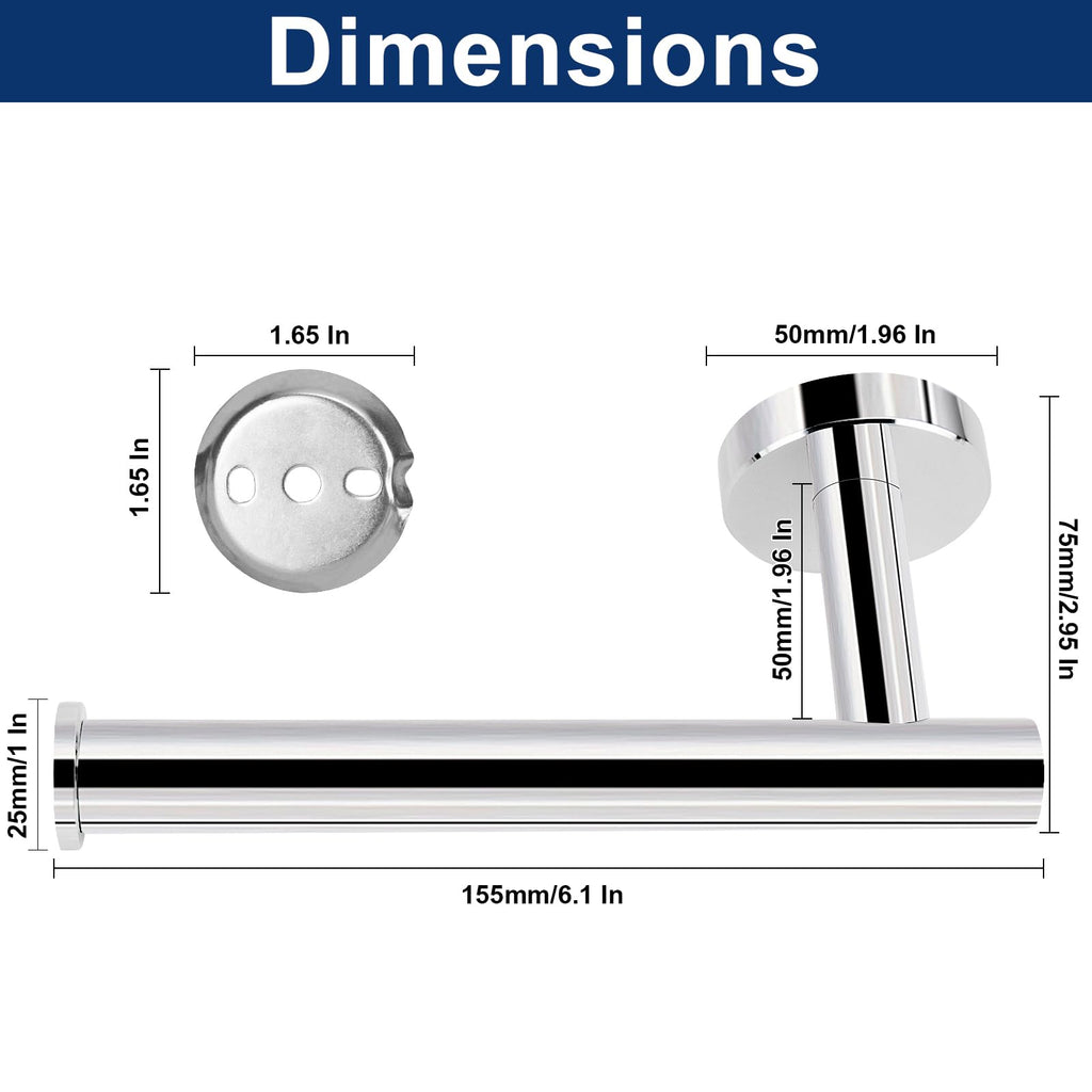 Bathroom Toilet Paper Holder, Premium Stainless Steel Rustproof Wall Mounted Toilet Roll Holder (3 Pack