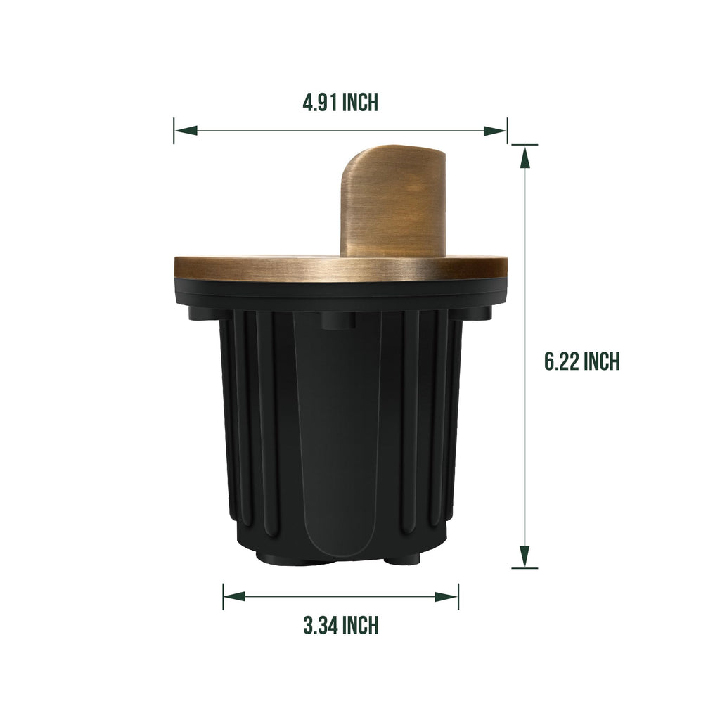 LED Brass Well Lights, 12V IP67 Waterproof Outdoor In Ground Light with MR16 Bulb and Swival Base, Low Voltage