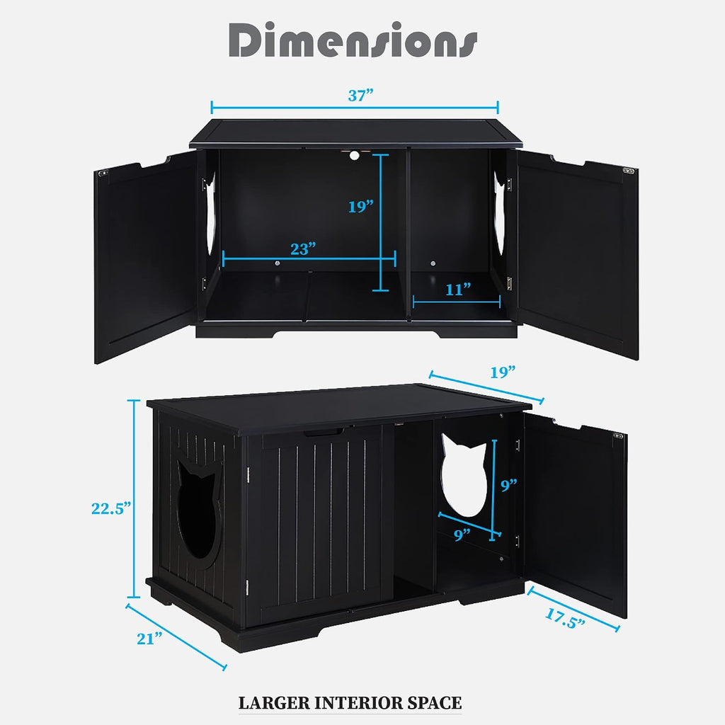 X-Large Designer Cat Washroom Storage Bench Cat Litter Box Enclosure Furniture Box House with Table (White)