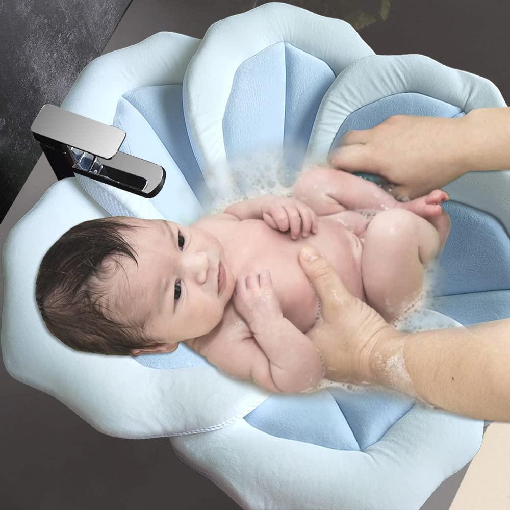 Bath Pad for Infant Bathtub Sink Flower Mat Tub Little Lotus - Petal Soft Supports Lounger Newborn Bathing Insert